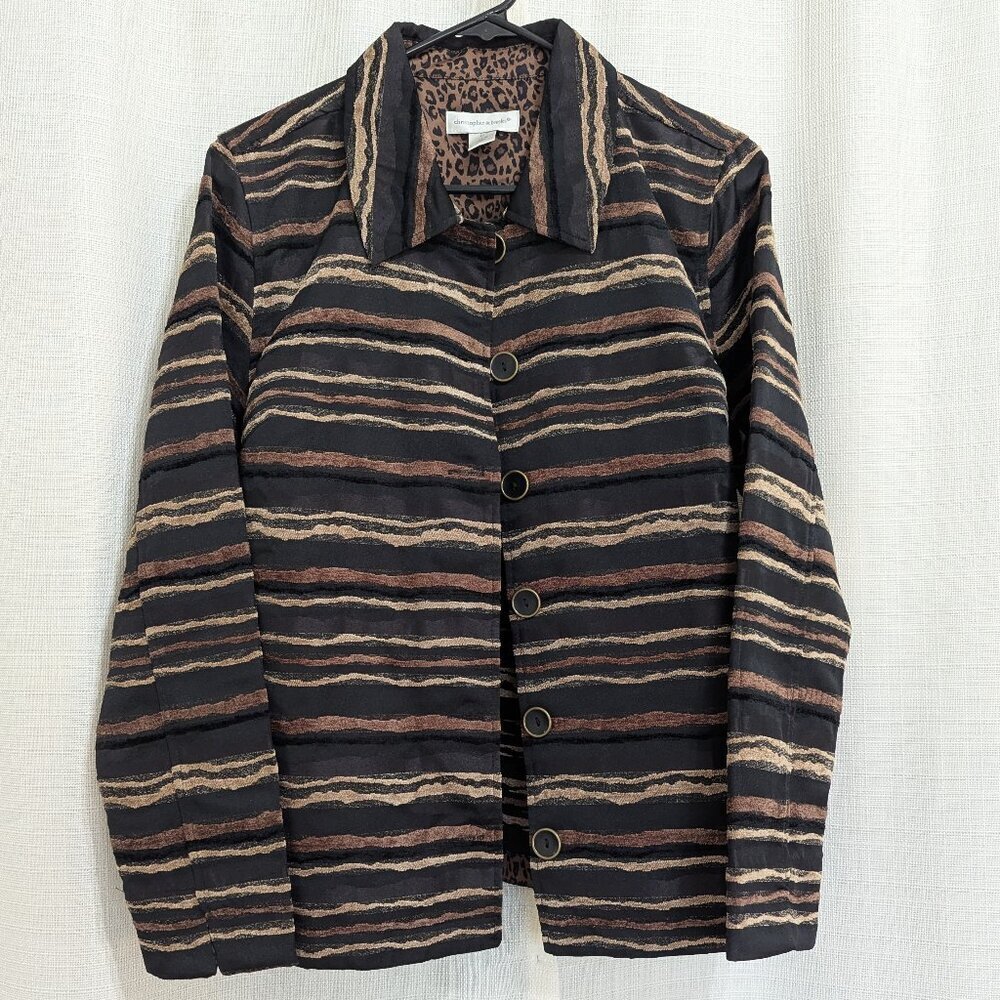 Christopher & Banks Women's Blazer Jacket M Business Office Brown Tapestry Style